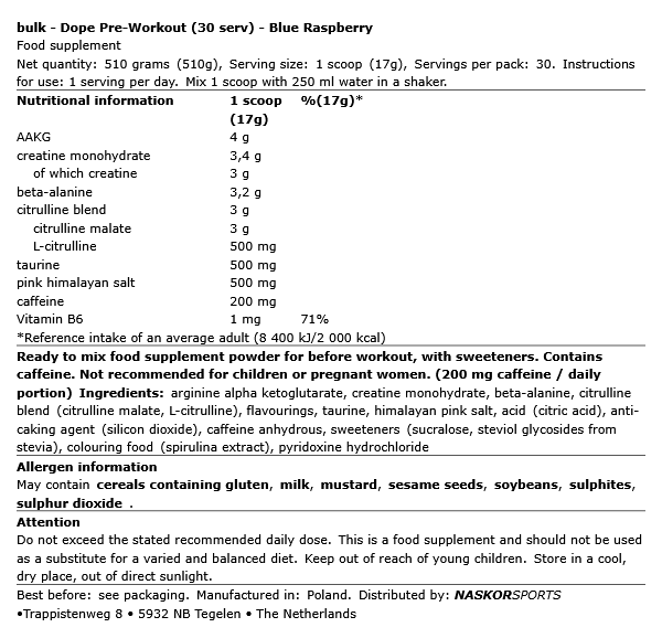 Bulk Dope Pre-Workout