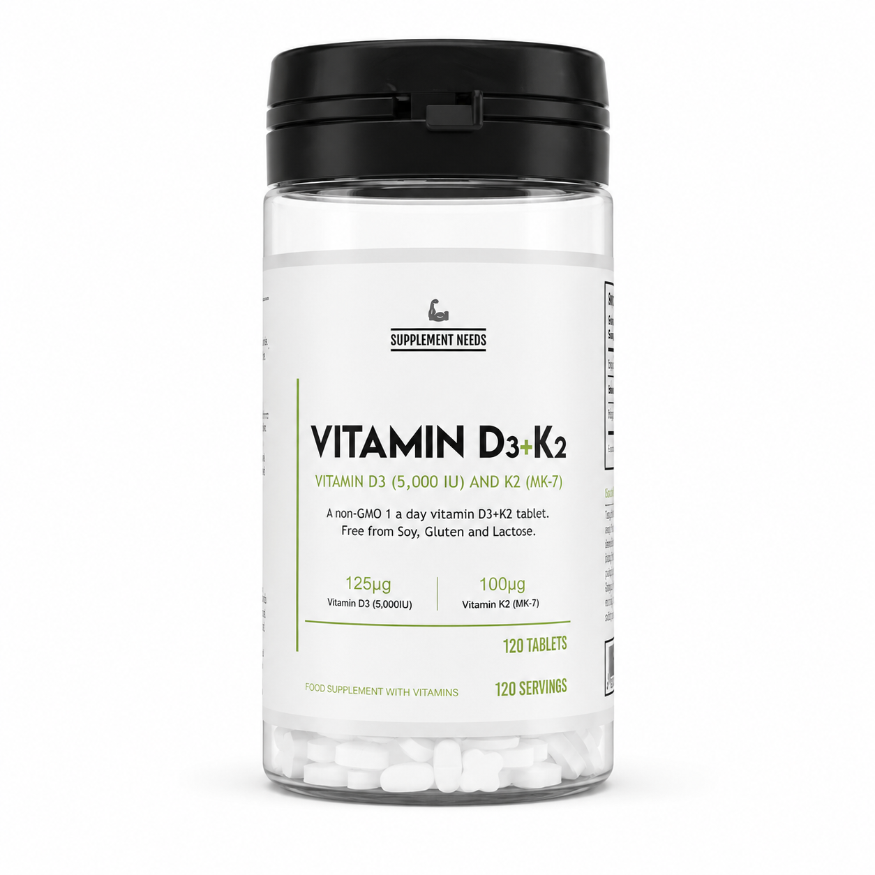 Supplement Needs Vitamin D3 + K2 120 Tabs