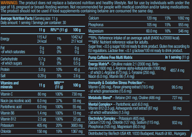 BiotechUSA Pump Caffeine free